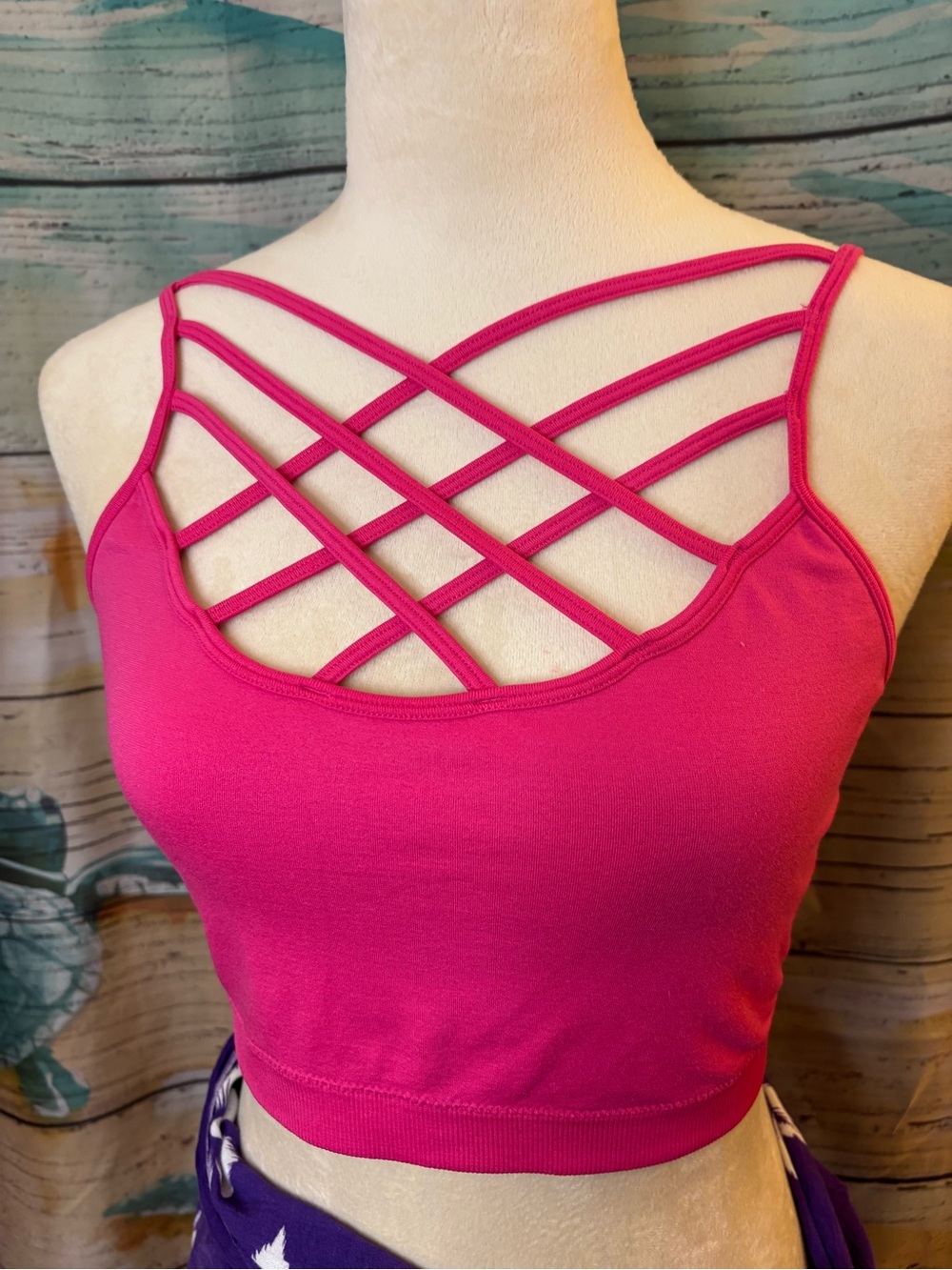 Women’s Crisscross Front Bralette - Hot Pink Size 1X/2X